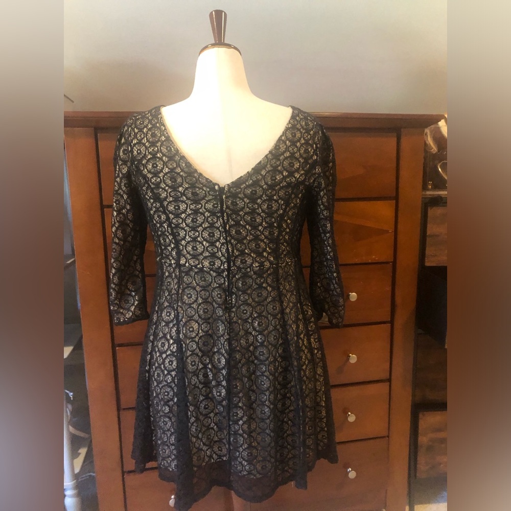 Arden B Black Lace Fit-and-Flare Dress with Cream Underlay - Picture 6 of 8